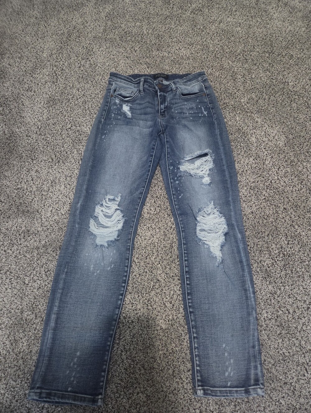 Judy Blue Distressed Medium Blue Boyfriend Jeans